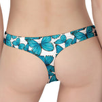 Blue Watercolor Butterfly Pattern Print Women's Thong