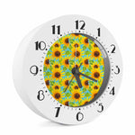 Blue Watercolor Sunflower Pattern Print Alarm Clock