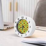 Blue Watercolor Sunflower Pattern Print Alarm Clock