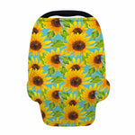 Blue Watercolor Sunflower Pattern Print Baby Seat Cover
