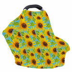Blue Watercolor Sunflower Pattern Print Baby Seat Cover