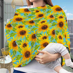 Blue Watercolor Sunflower Pattern Print Baby Seat Cover