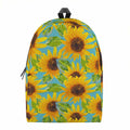 Blue Watercolor Sunflower Pattern Print School Backpack