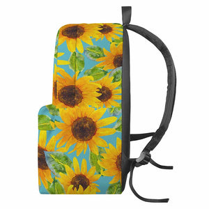 Blue Watercolor Sunflower Pattern Print Backpack