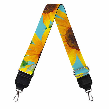 Blue Watercolor Sunflower Pattern Print Bag Strap