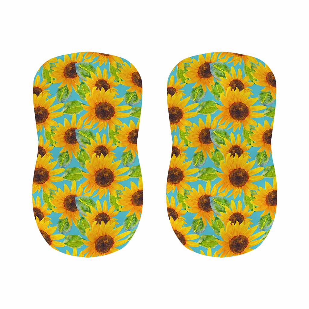 Blue Watercolor Sunflower Pattern Print Bar Stool Covers