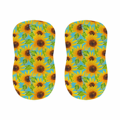 Blue Watercolor Sunflower Pattern Print Bar Stool Covers