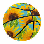 Blue Watercolor Sunflower Pattern Print Basketball