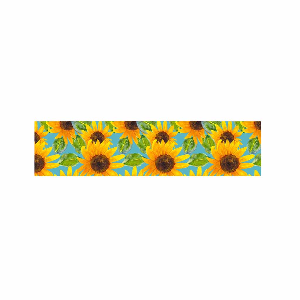 Blue Watercolor Sunflower Pattern Print Bed Runner