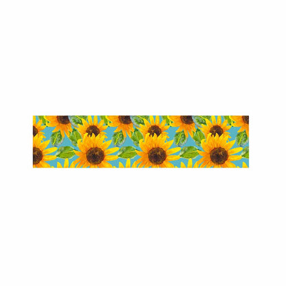 Blue Watercolor Sunflower Pattern Print Bed Runner