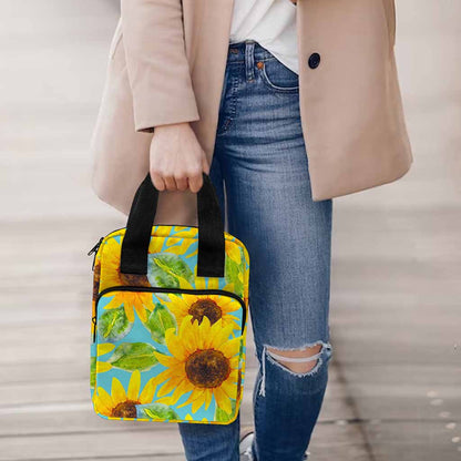 Blue Watercolor Sunflower Pattern Print Bible Tote Bag