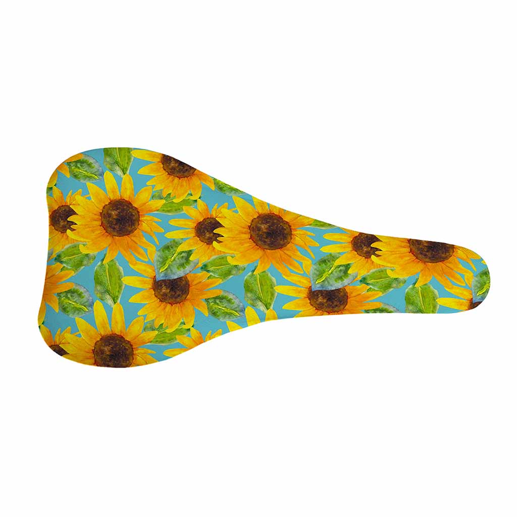 Blue Watercolor Sunflower Pattern Print Bicycle Seat Cover