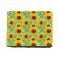 Blue Watercolor Sunflower Pattern Print Bifold Wallet