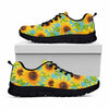 Blue Watercolor Sunflower Pattern Print Black Running Shoes