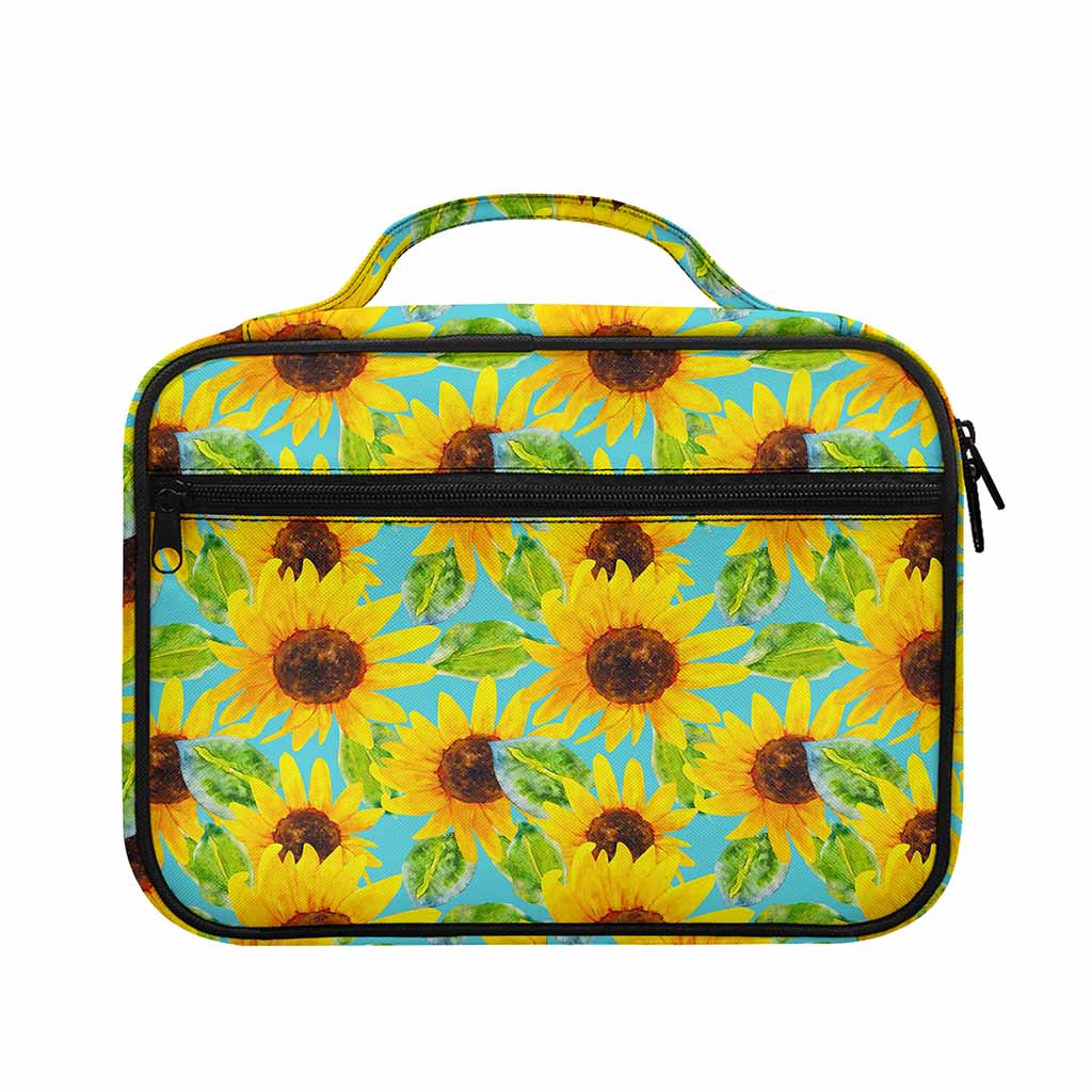 Blue Watercolor Sunflower Pattern Print Briefcase Bible Bag