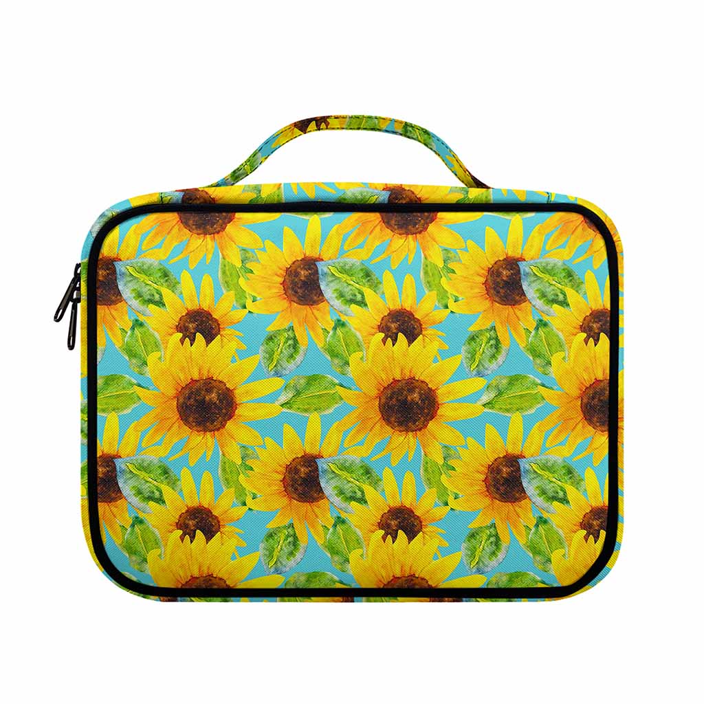 Blue Watercolor Sunflower Pattern Print Briefcase Bible Bag