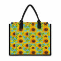 Blue Watercolor Sunflower Pattern Print Canvas Tote Bag