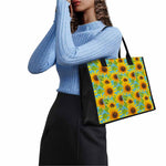 Blue Watercolor Sunflower Pattern Print Canvas Tote Bag