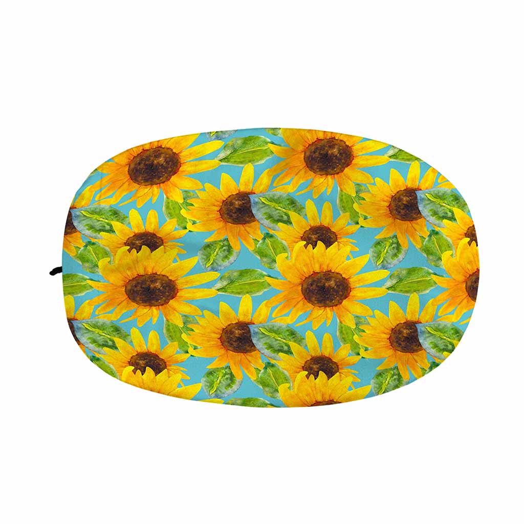 Blue Watercolor Sunflower Pattern Print Car Side Mirror Covers