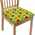 Blue Watercolor Sunflower Pattern Print Chair Cushion Cover
