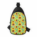 Blue Watercolor Sunflower Pattern Print Sling Bag
