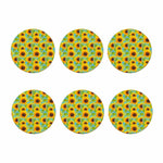 Blue Watercolor Sunflower Pattern Print Coaster Set
