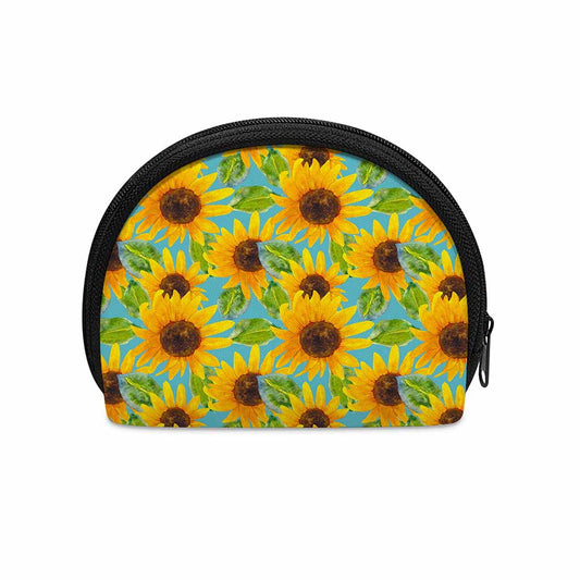 Blue Watercolor Sunflower Pattern Print Coin Purse