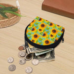 Blue Watercolor Sunflower Pattern Print Coin Purse