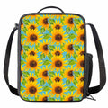 Blue Watercolor Sunflower Pattern Print Crossbody Lunch Bag