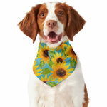 Blue Watercolor Sunflower Pattern Print Dog Bandana