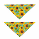 Blue Watercolor Sunflower Pattern Print Dog Bandana