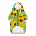 Blue Watercolor Sunflower Pattern Print Dog Zip Up Hoodie