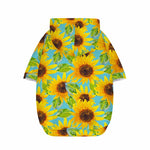 Blue Watercolor Sunflower Pattern Print Dog Zip Up Hoodie