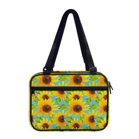 Blue Watercolor Sunflower Pattern Print Double Strap Bible Bag