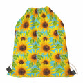 Blue Watercolor Sunflower Pattern Print Drawstring Bag