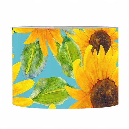 Blue Watercolor Sunflower Pattern Print Drum Lamp Shade