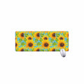 Blue Watercolor Sunflower Pattern Print Extended Mouse Pad