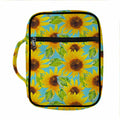 Blue Watercolor Sunflower Pattern Print Front Pocket Bible Bag