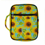 Blue Watercolor Sunflower Pattern Print Front Pocket Bible Bag