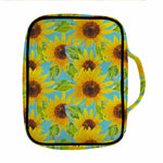 Blue Watercolor Sunflower Pattern Print Front Pocket Bible Bag