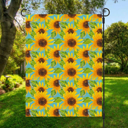 Blue Watercolor Sunflower Pattern Print Garden Flag
