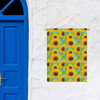 Blue Watercolor Sunflower Pattern Print Garden Flag