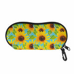 Blue Watercolor Sunflower Pattern Print Glasses Case