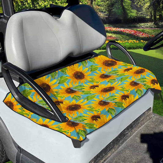 Blue Watercolor Sunflower Pattern Print Golf Cart Seat Cover
