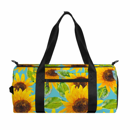 Blue Watercolor Sunflower Pattern Print Gym Bag
