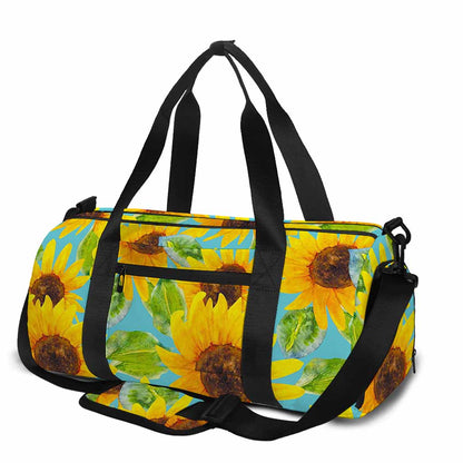 Blue Watercolor Sunflower Pattern Print Gym Bag