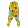 Blue Watercolor Sunflower Pattern Print Hammer Pants