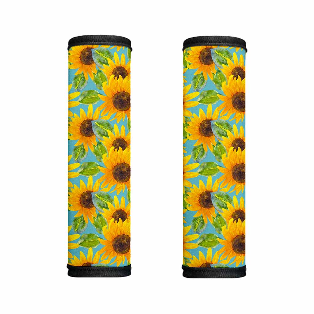 Blue Watercolor Sunflower Pattern Print Handle Covers