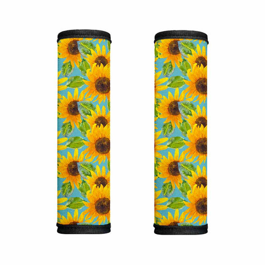 Blue Watercolor Sunflower Pattern Print Handle Covers