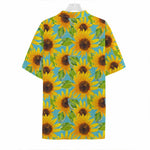 Blue Watercolor Sunflower Pattern Print Hawaiian Shirt